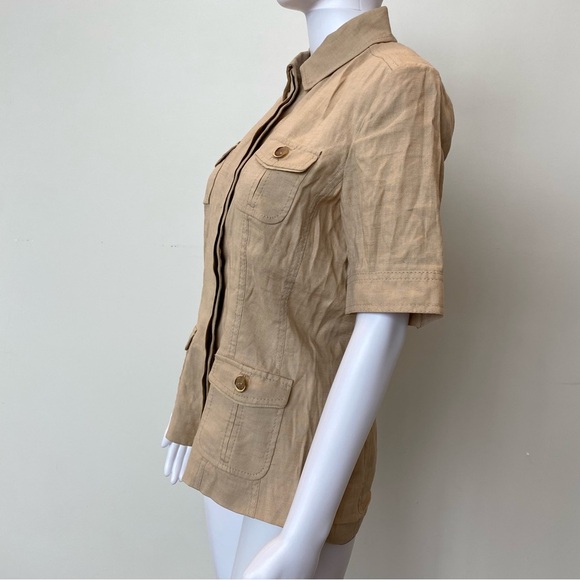 Elie Tahari linen button down shirt, Size 8 - Picture 4 of 10